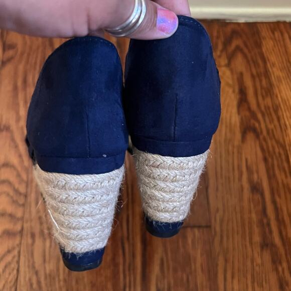 Royal Blue Wedge Espadrille Sandals Size 7 Strappy Open Toe 3in Heel Bohochic - Picture 8 of 16